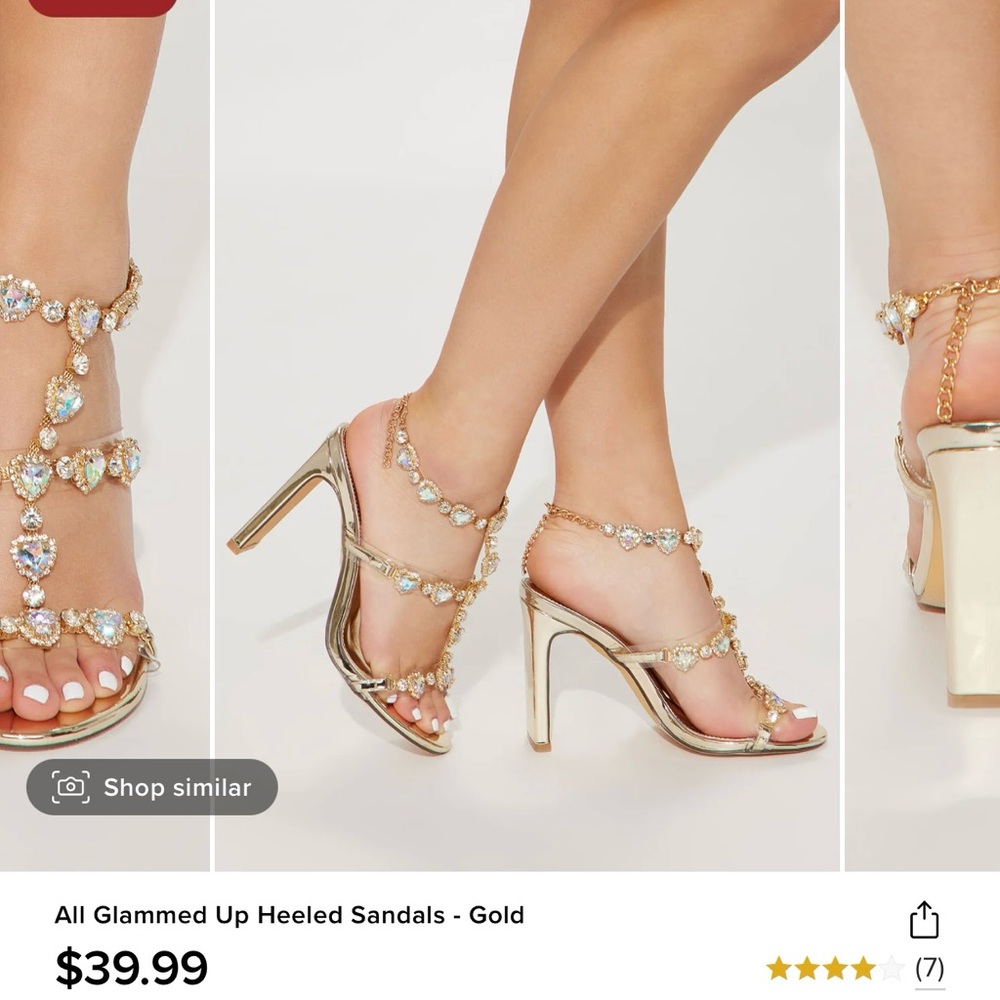 Gold jeweled heels 7 1/2